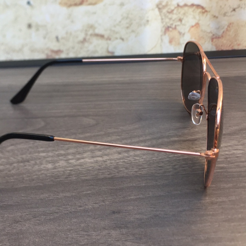 New Unisex Rose Gold Wire Frame Wardrobe Classic Aviator Sunglasses - Picture 4 of 6